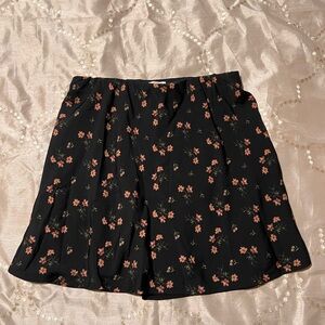 Hollister Black Mini Skirt with Floral Design